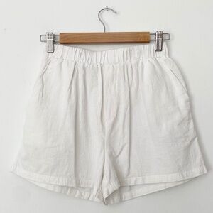 Harlow Cream High-Waist Elastic Linen Shorts